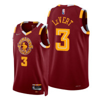 Cavaliers #3 Caris LeVert Red 2022 City Edition Jersey Diamond Badge