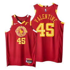 Cavaliers #45 Denzel Valentine Red 2021-22 City Edition Jersey NBA 75th Authentic