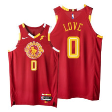 Cavaliers #0 Kevin Love Red 2021-22 City Edition Jersey NBA 75th Authentic