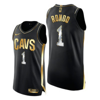 Cavaliers #1 Rajon Rondo Black Golden Edition 2021-22 Jersey Authentic