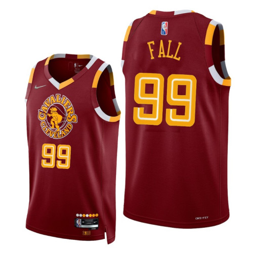 Cavaliers #99 Tacko Fall Red 2021-22 City Edition Jersey NBA 75th Authentic