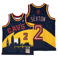 Collin Sexton Cleveland Cavaliers X Kid Cudi NBA BR Remix Gold Blue #2 Jersey HWC Limited Edition