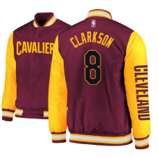 Cleveland Cavaliers #8 Jordan Clarkson Maroon Satin Full Snap Jacket