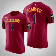 Cleveland Cavaliers #1 Nik Stauskas Maroon Icon T-Shirt