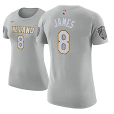 Women's Cleveland Cavaliers #8 Jordan Clarkson Gray City T-Shirt