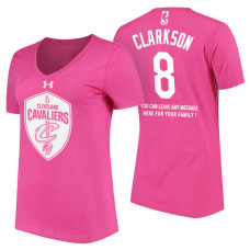 Women's Cleveland Cavaliers #8 Jordan Clarkson Pink Mother's Day T-Shirt