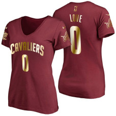 Women's Kevin Love Cavaliers #0 2017 Finals Wine T-Shirt