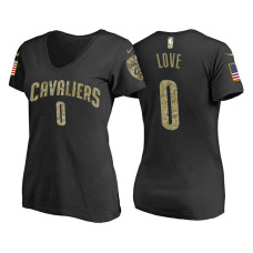 Women's Kevin Love Cavaliers #0 USA Flag Camo T-Shirt